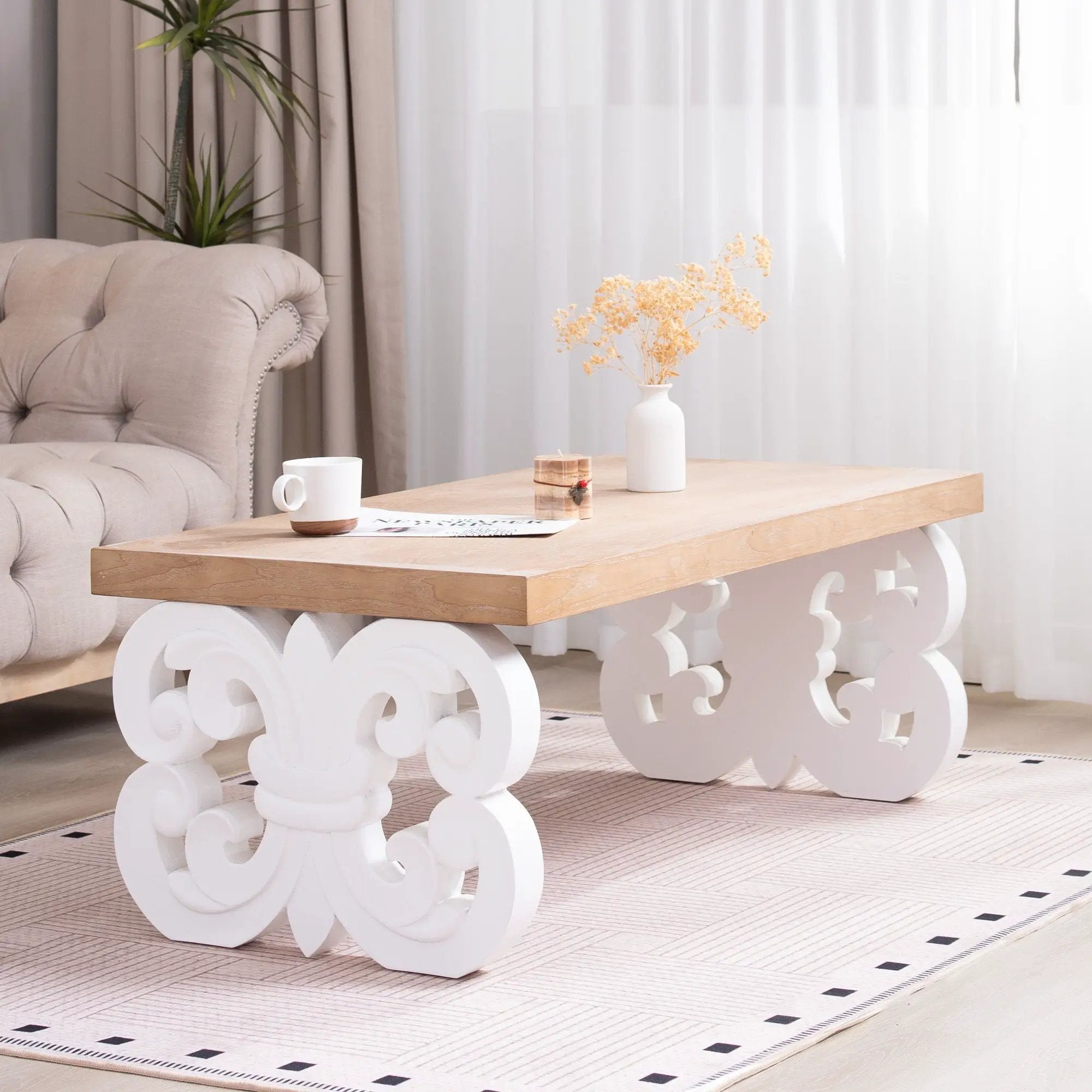 Ornate Scroll Base Coffee Table by Unique Piece Furniture