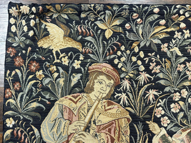 Vintage Belgium Tapestry 4x5, The Concet Musicians, Green by Jewel Rugs