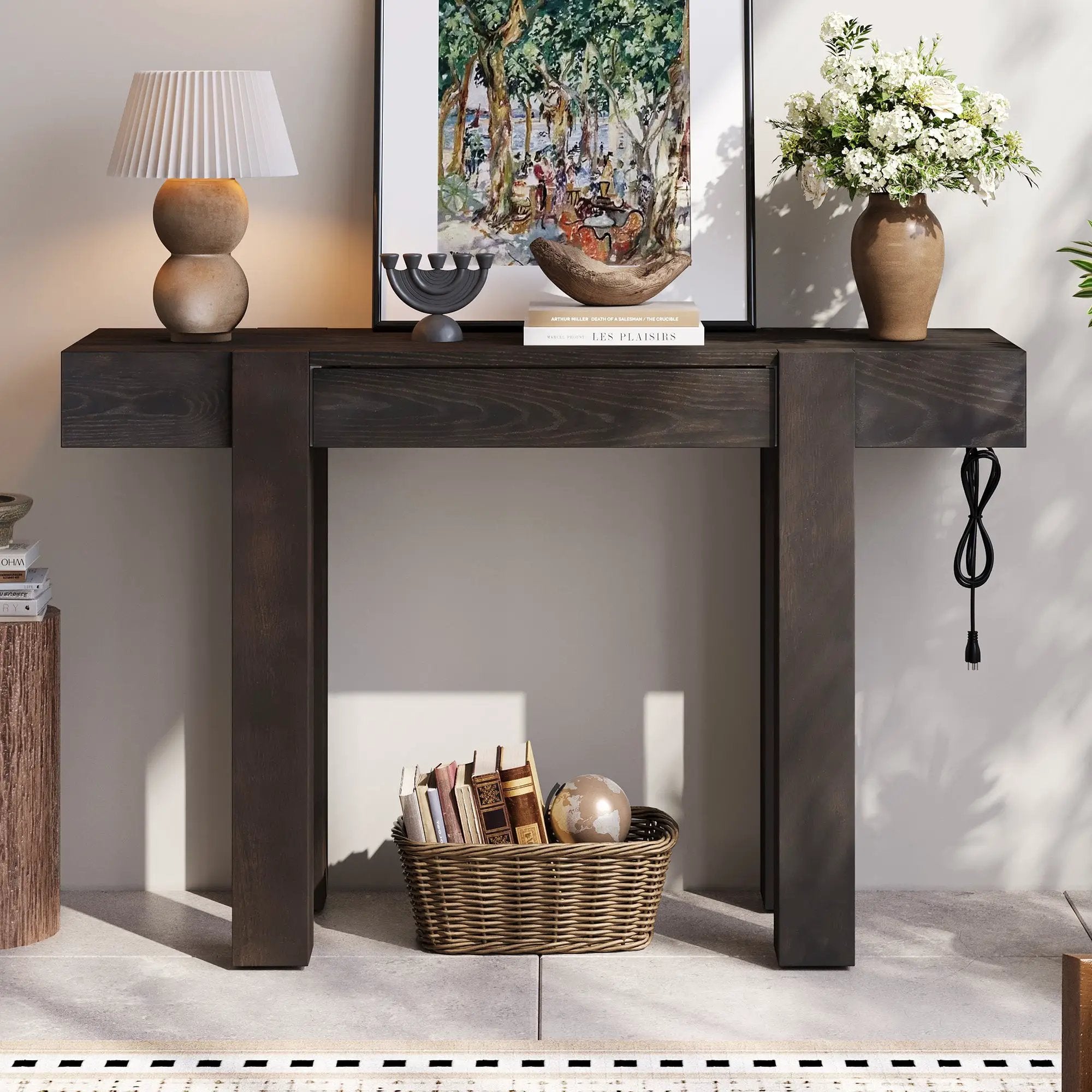 TREXM Rustic Minimalist Console Table with Hidden Drawer by HouseOfZazla