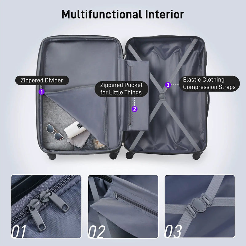 Hardshell Luggage Sets 4 Pieces + Bag Spinner Suitcase With Tsa Lock Lightweight - 16" / 20" / 24" / 28" Luggages by HouseOfZazla