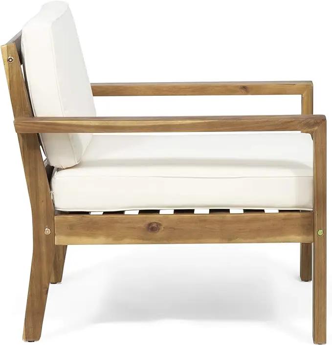 Outdoor Acacia Wood Club Chairs with Cushions by HouseOfZazla