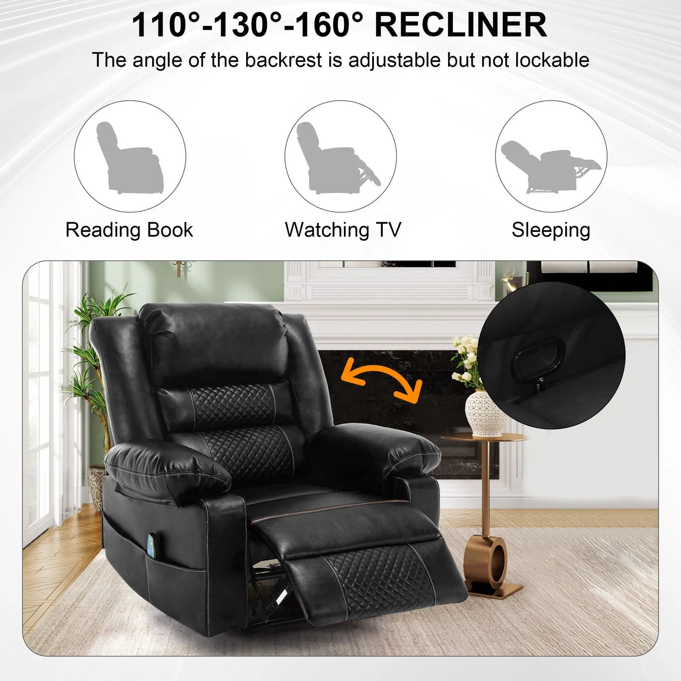 Breathable Massage Recliner Manual Chair by Unique Piece Furniture
