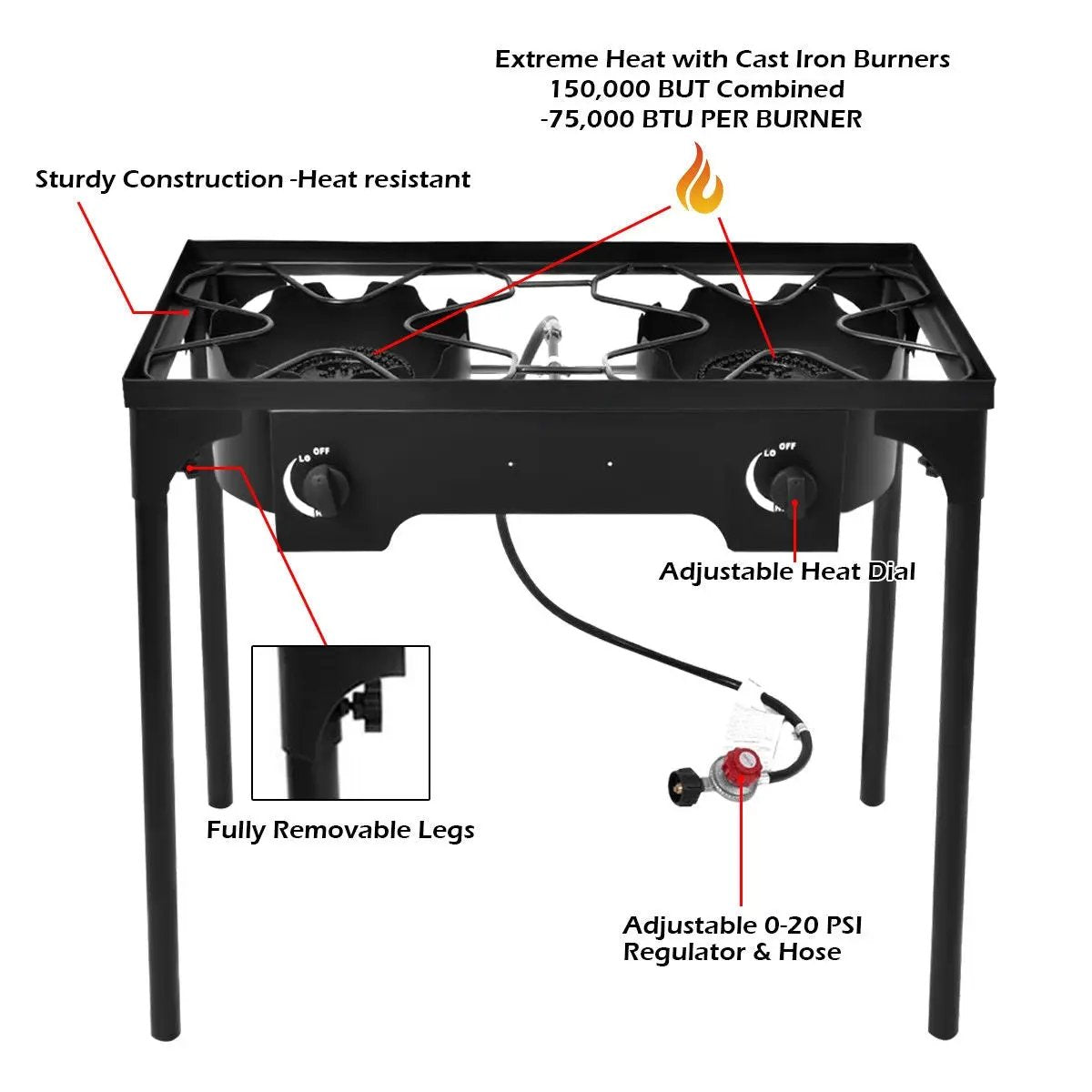 150000 BTU Double Burner Outdoor Stove BBQ Grill by DirectDeals