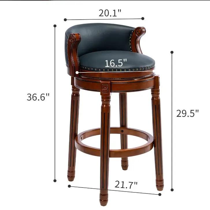 29.5'' Cow Top Wooden Bar Stool, 360 Degree Swivel Bar Height Chair With Backs For Home Kitchen Counter by Unique Piece Furniture