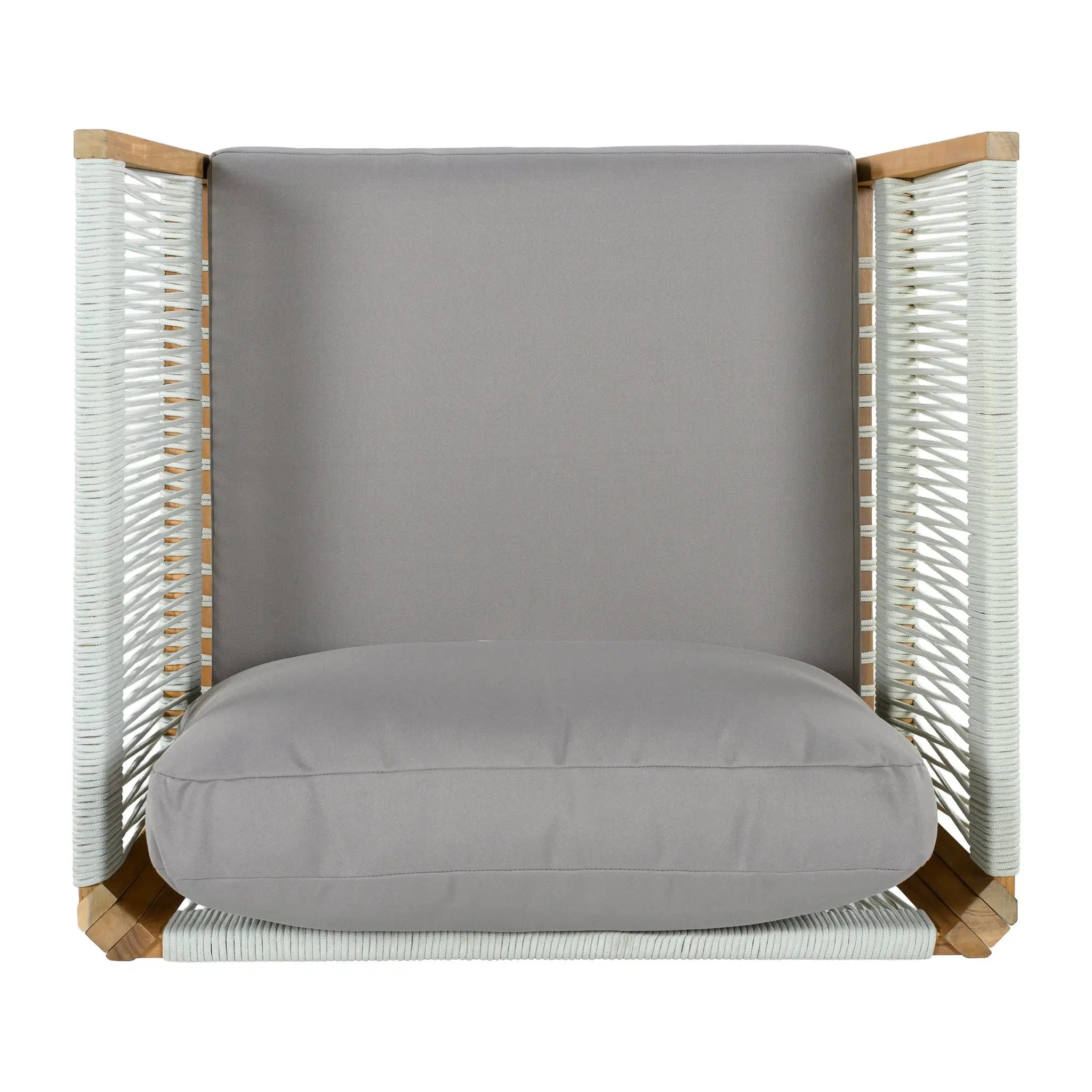 30.3" Outdoor Acacia Wood Patio Chair with Woven Rope Accents by HouseOfZazla