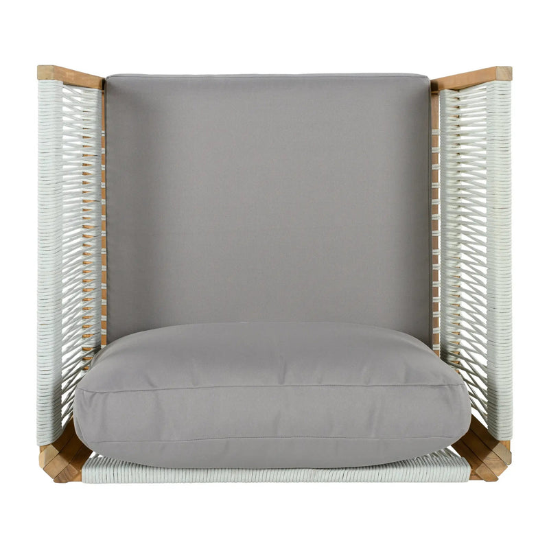 30.3" Outdoor Acacia Wood Patio Chair with Woven Rope Accents by HouseOfZazla