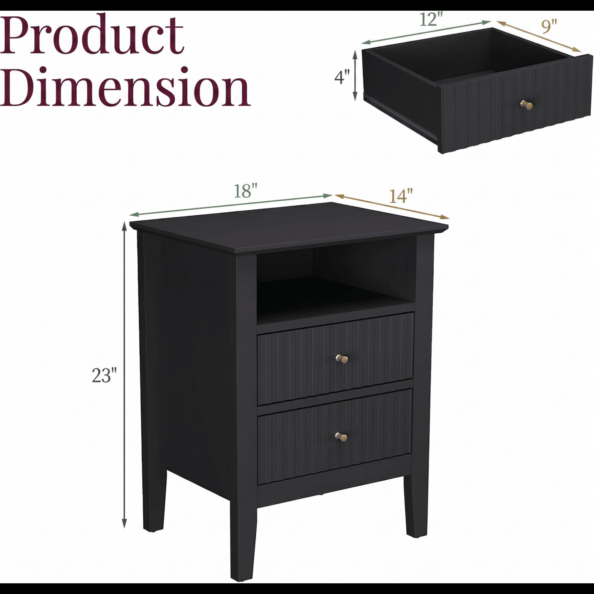 Fluted Nightstand With 2 Drawers by HouseOfZazla