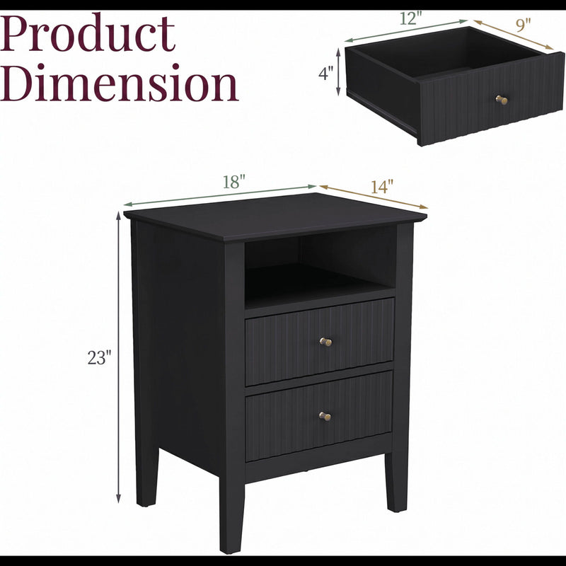 Fluted Nightstand With 2 Drawers by HouseOfZazla