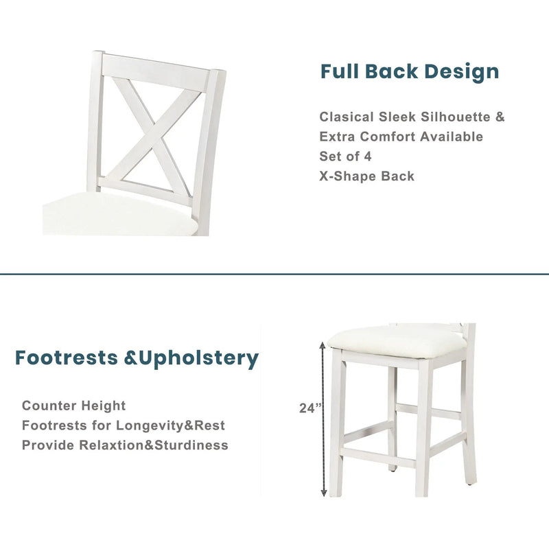 5 Pieces Counter Height Rustic Farmhouse Dining Room Wooden Bar Table Set With 2 Stools And 2 Chairs by HouseOfZazla