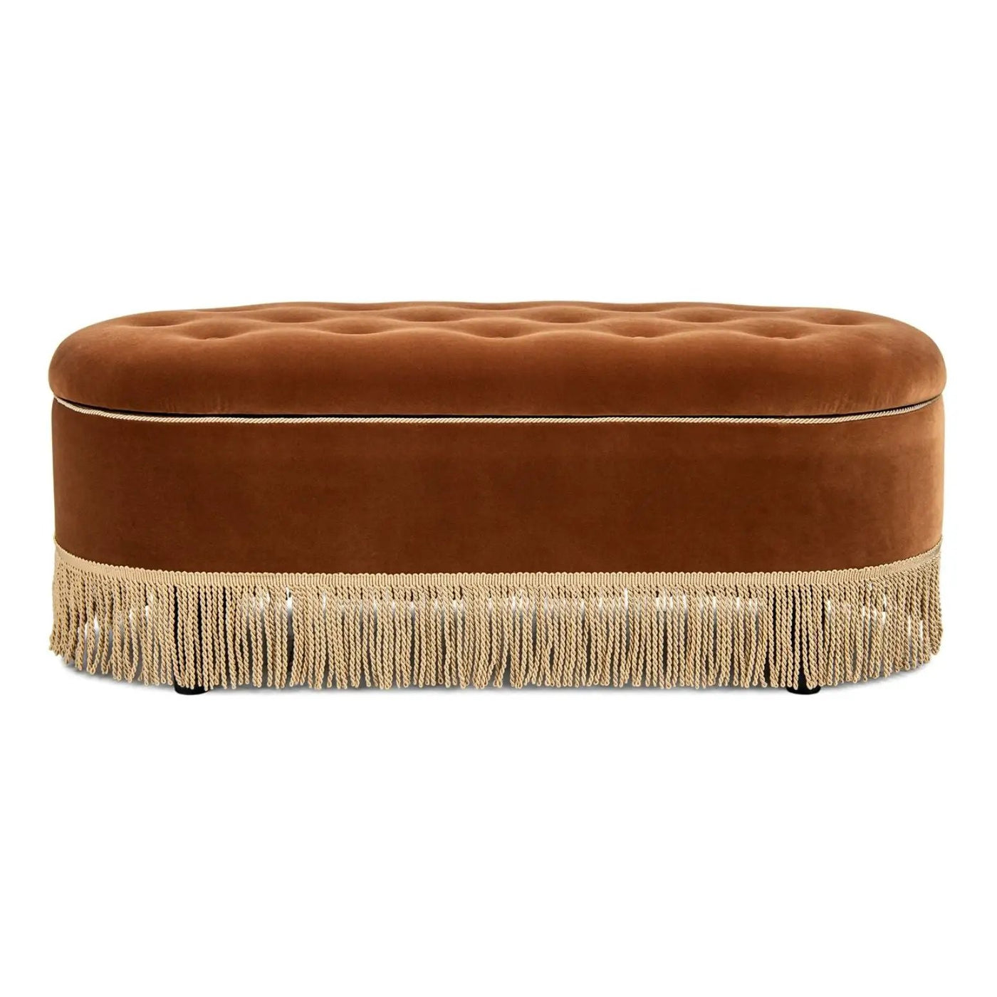 Melinda - Oval Tufted Bullion Fringe Storage Bench by Unique Piece Furniture