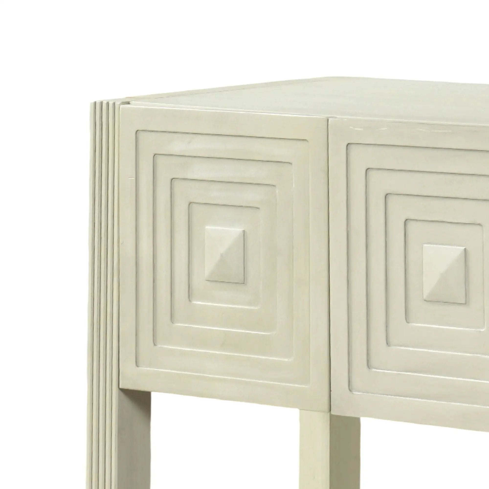 Geometric Carved Console Table With 3 Soft Close Drawers by HouseOfZazla