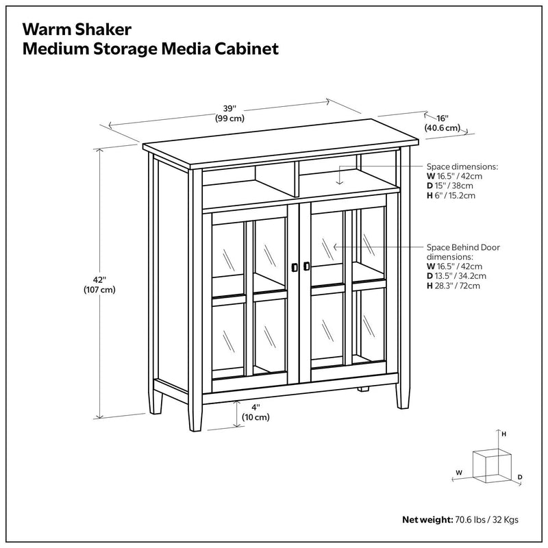Warm Shaker - Handcrafted Medium Storage Media Cabinet by Unique Piece Furniture