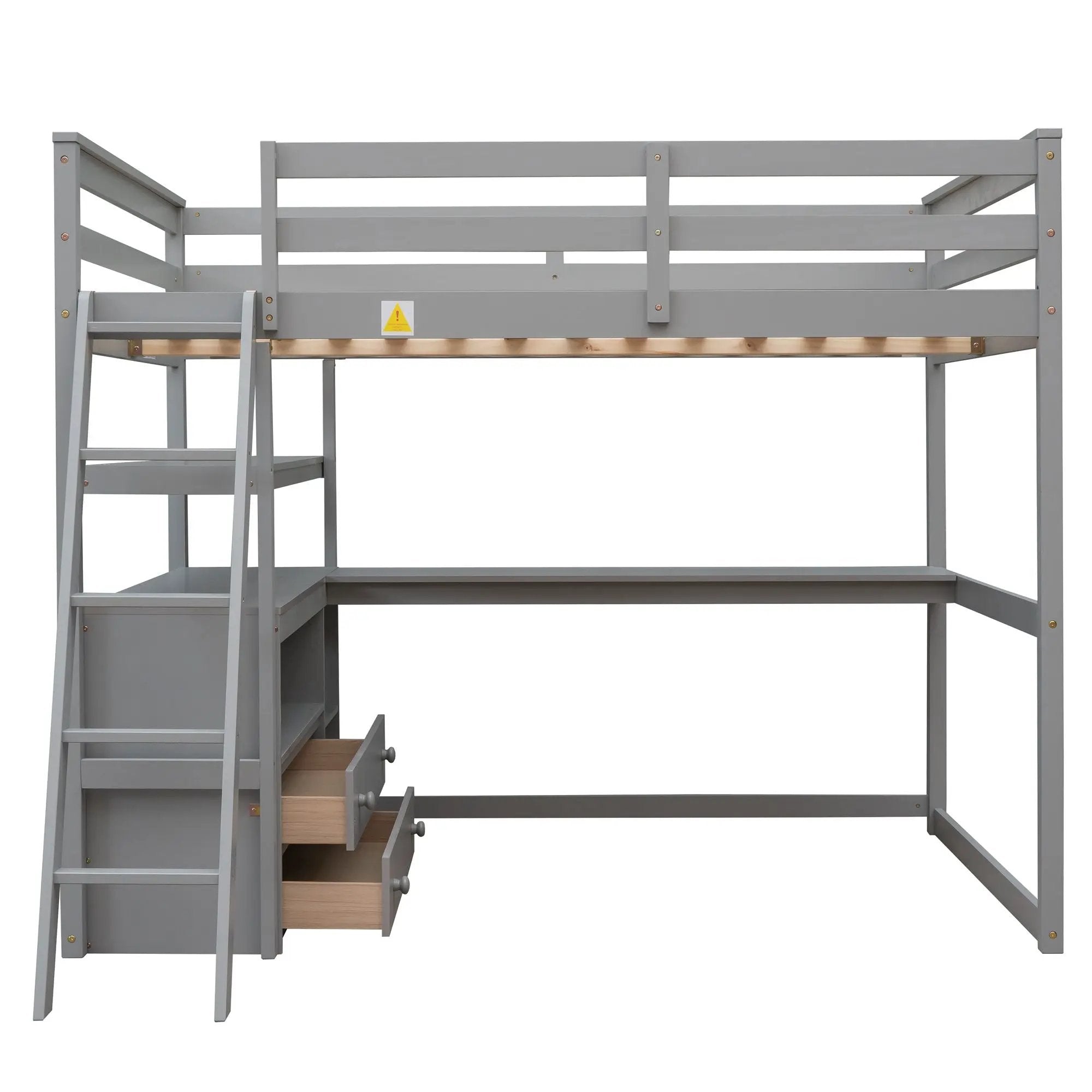 Modern Loft Bed With Built In Desk, Shelves, And 2 Drawers by HouseOfZazla