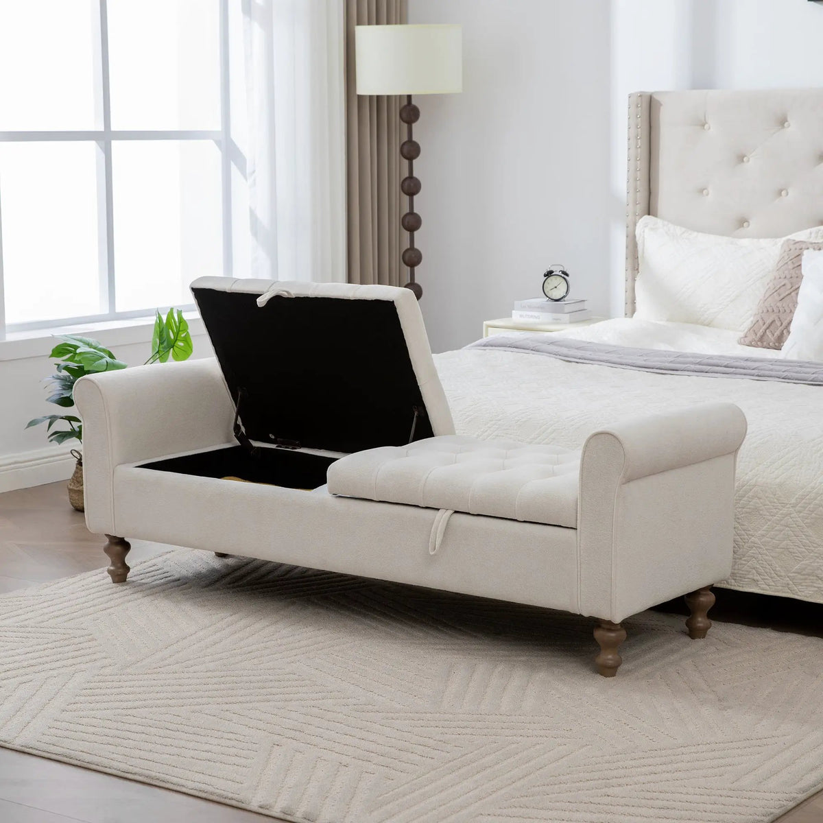 Modern Upholstered Storage Bench With Double Lids by HouseOfZazla
