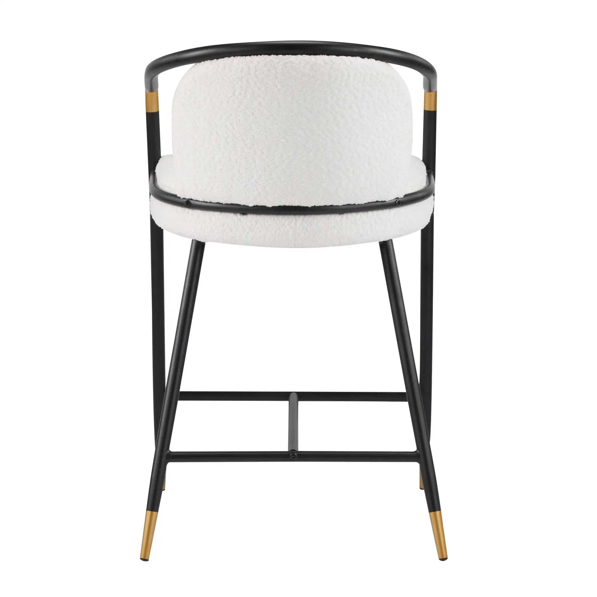 26" H Upholstered Counter Stool with Metal Frame (Set of 2) - Beige by HouseOfZazla