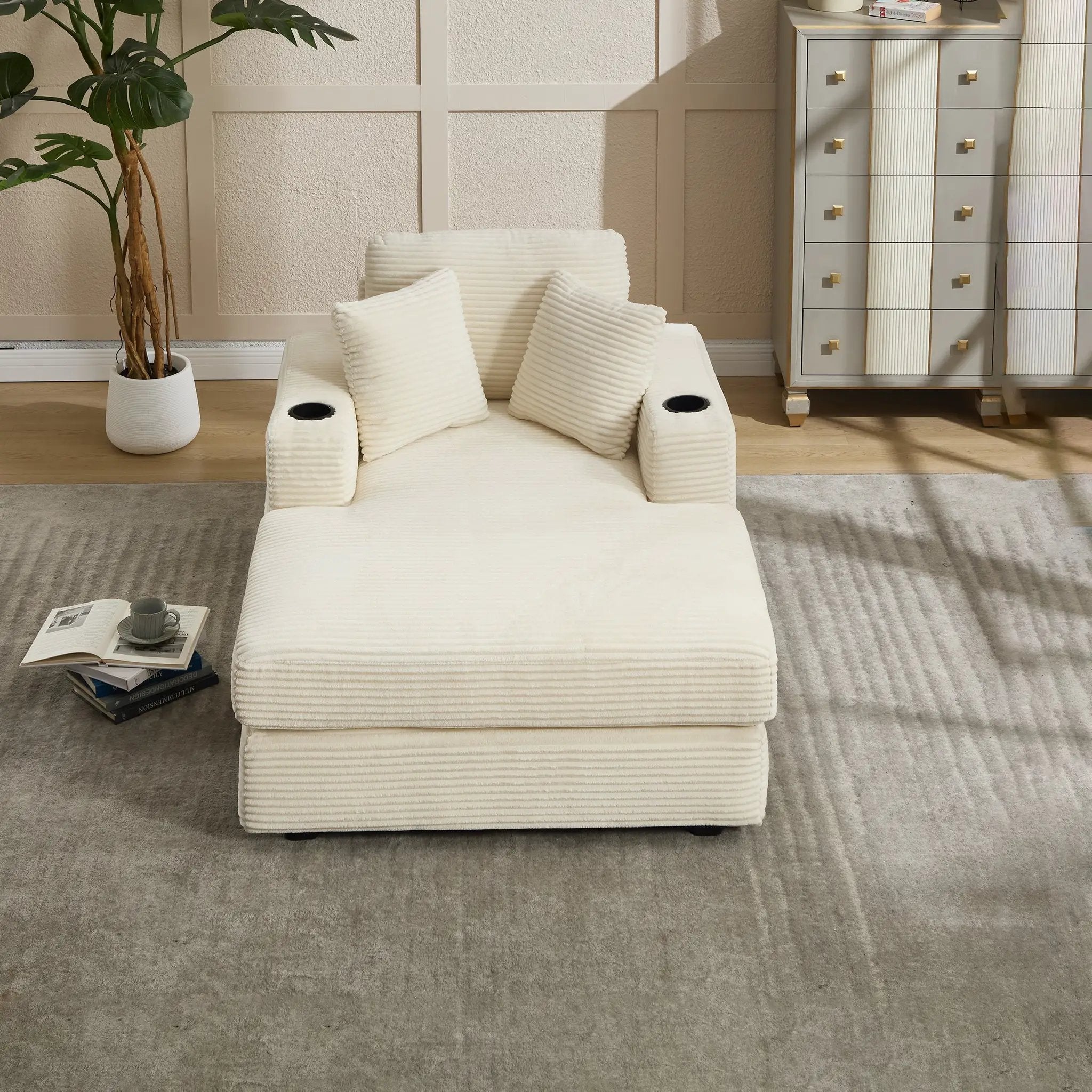 Corduroy Upholstered Chaise Lounge Sofa by HouseOfZazla