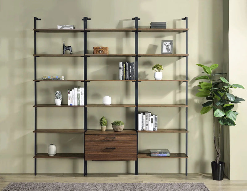 Owens 3-piece 96-inch Wall Mounted Bookshelf Set Walnut by Unique Piece Furniture
