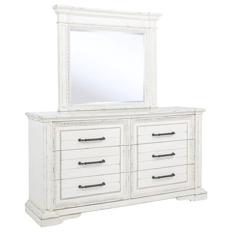 McKinney 6-drawer Bedroom Dresser with Mirror Vintage White by Unique Piece Furniture