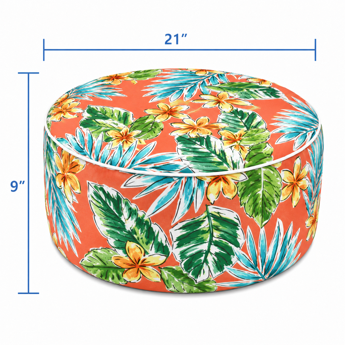 Outdoor Inflatable Ottoman - Tropical Palm Leaves by HouseOfZazla