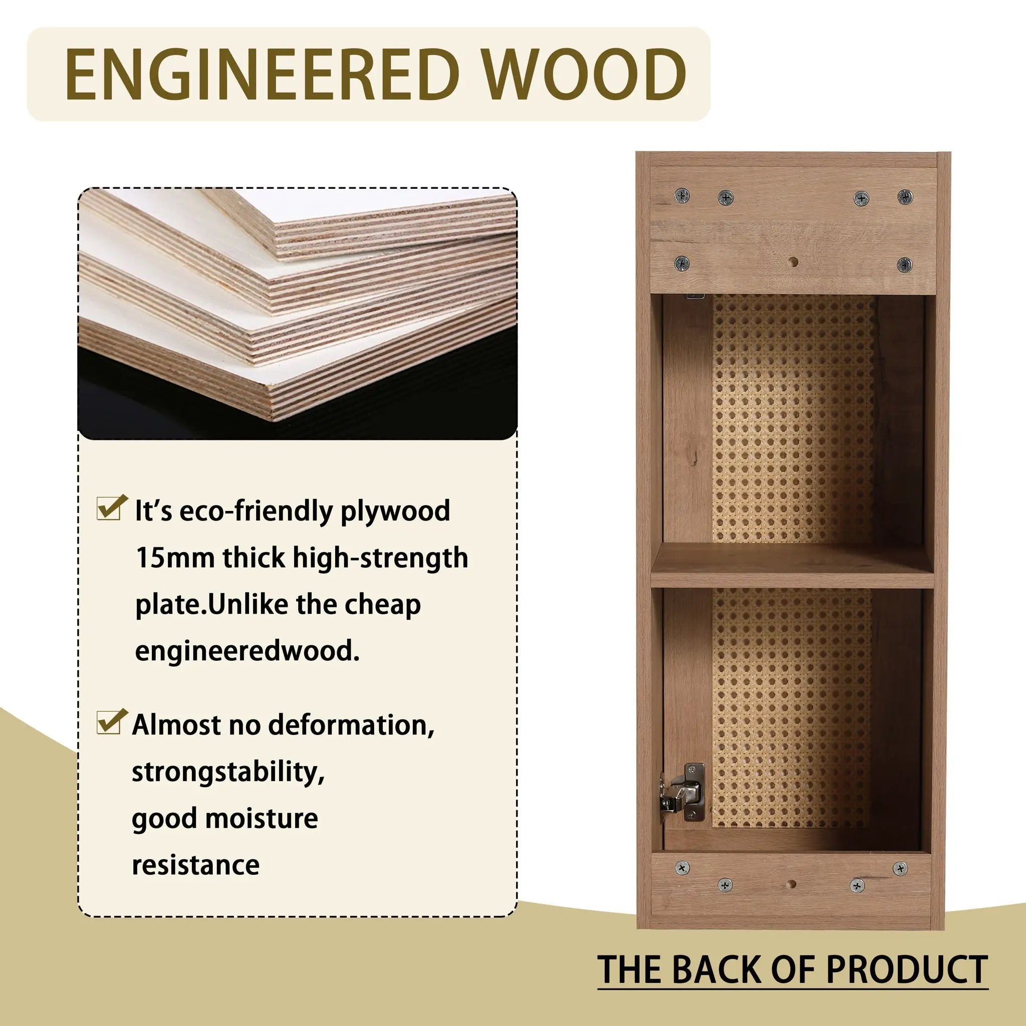 Modern Wall Mounted Bathroom Vanity With Resin Sink And 2 Side Cabinet, Imitative, Construction - Imitative Oak by HouseOfZazla