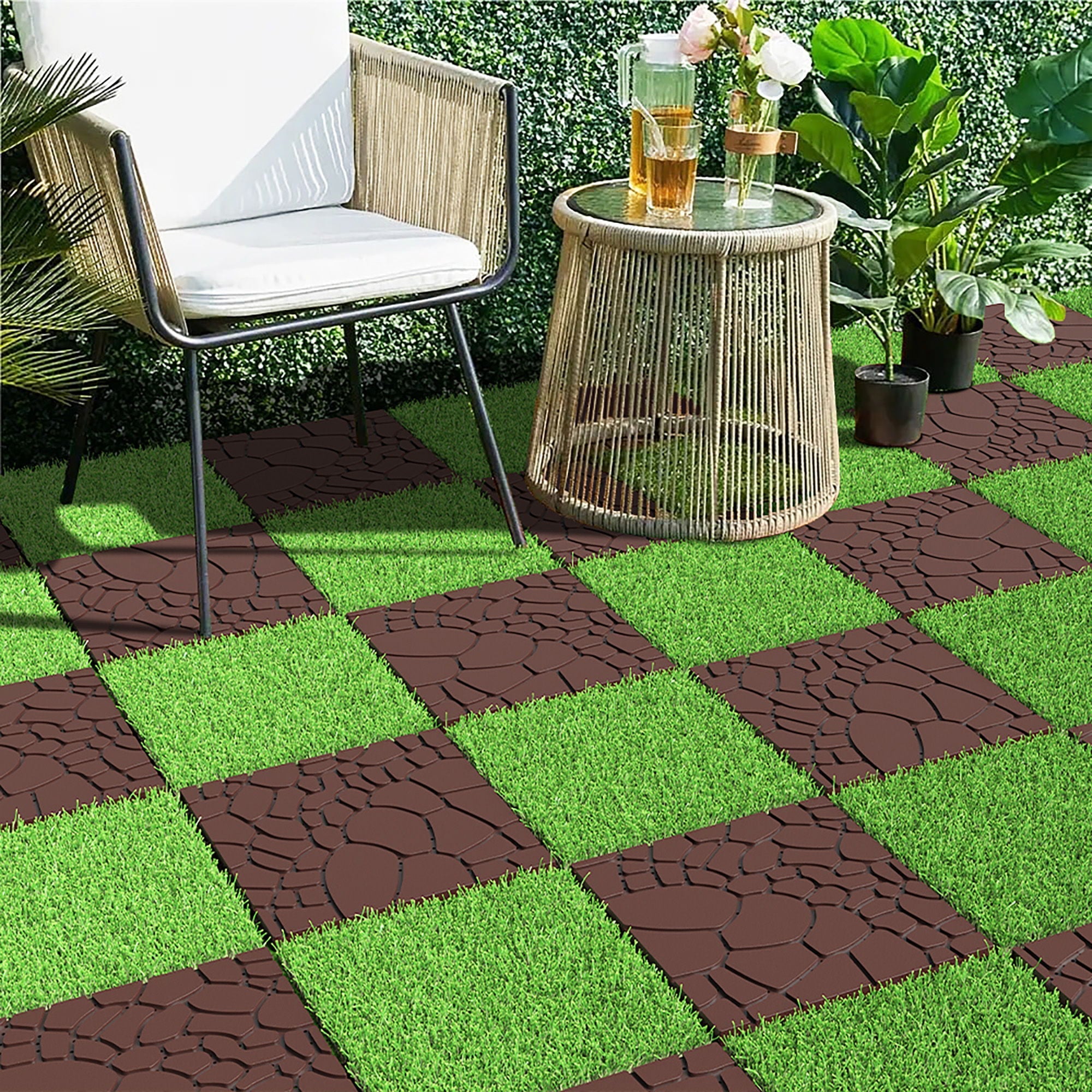 Stone Texture Patio Deck Tiles, Diy Module Interlocking Decking Floor Tiles by HouseOfZazla