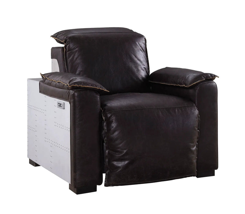 Misezon - Top Grain Leather Power Motion Recliner - Dark Brown by HouseOfZazla