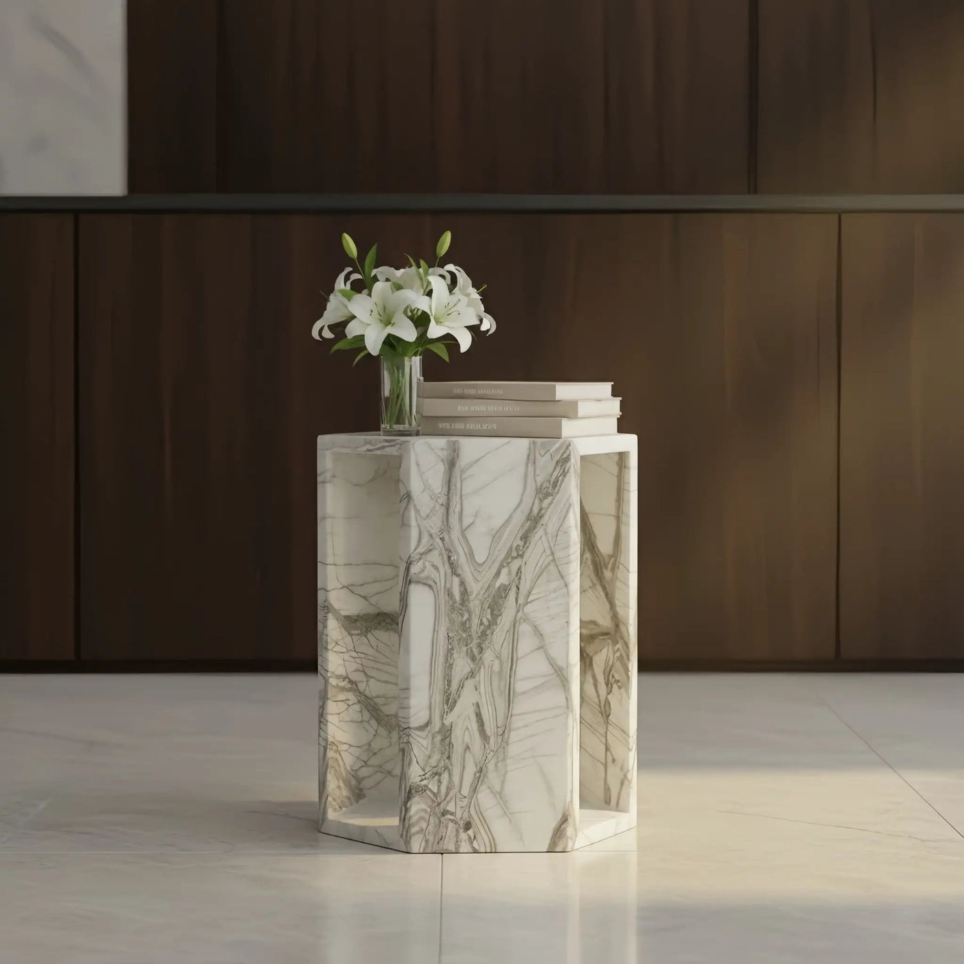 Modern Minimalist Hexagon Side Table by Unique Piece Furniture