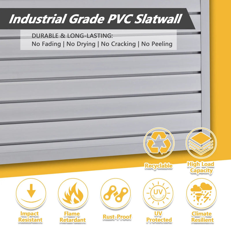 Heavy Duty PVC Slatwall Garage Organizer, 8ft x 4ft by HouseOfZazla