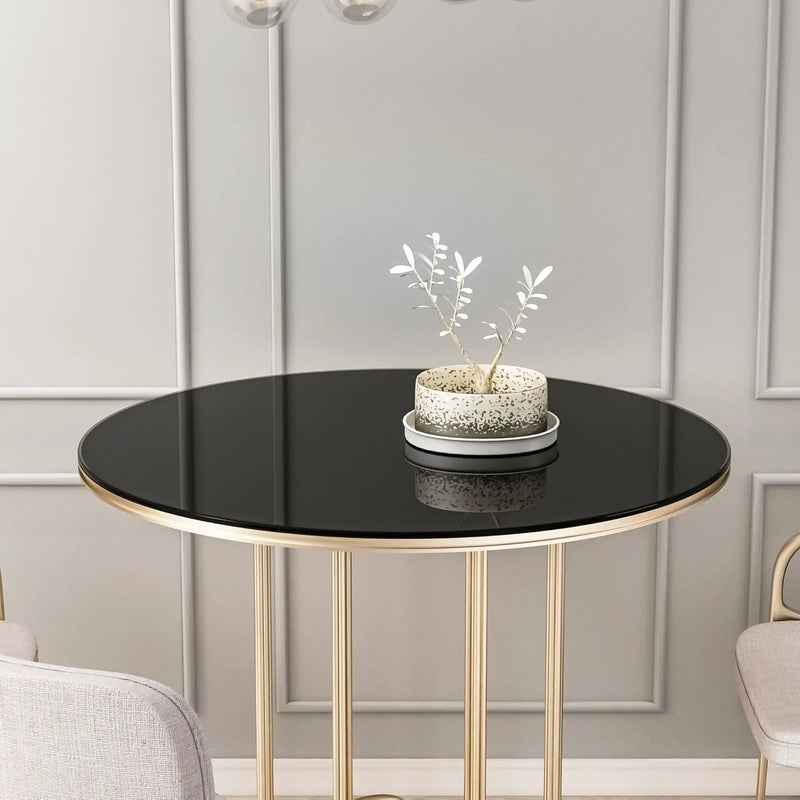 36" Round Tempered Glass Table Top Black Glass 1 / 4" Thick Round Polished Edge - Black by HouseOfZazla