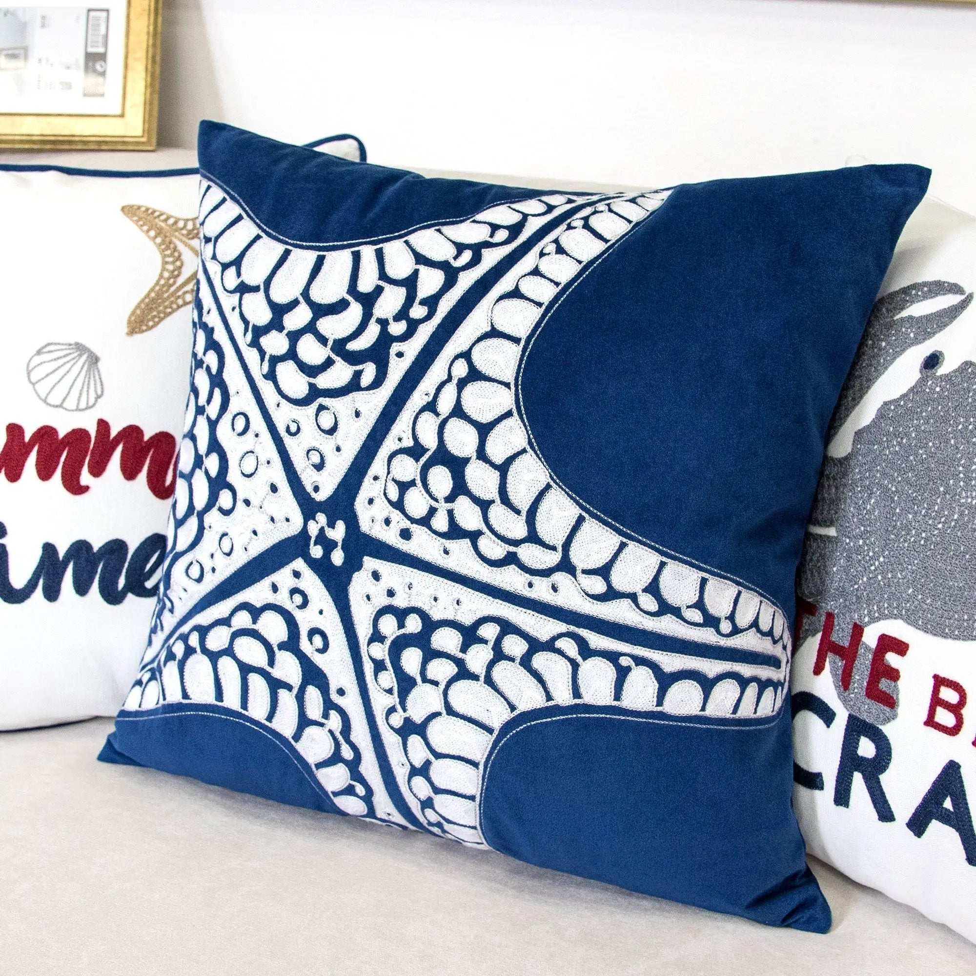 Seastar Starfish Pillow With Hidden Zipper (Set of 2) - Indigo by HouseOfZazla