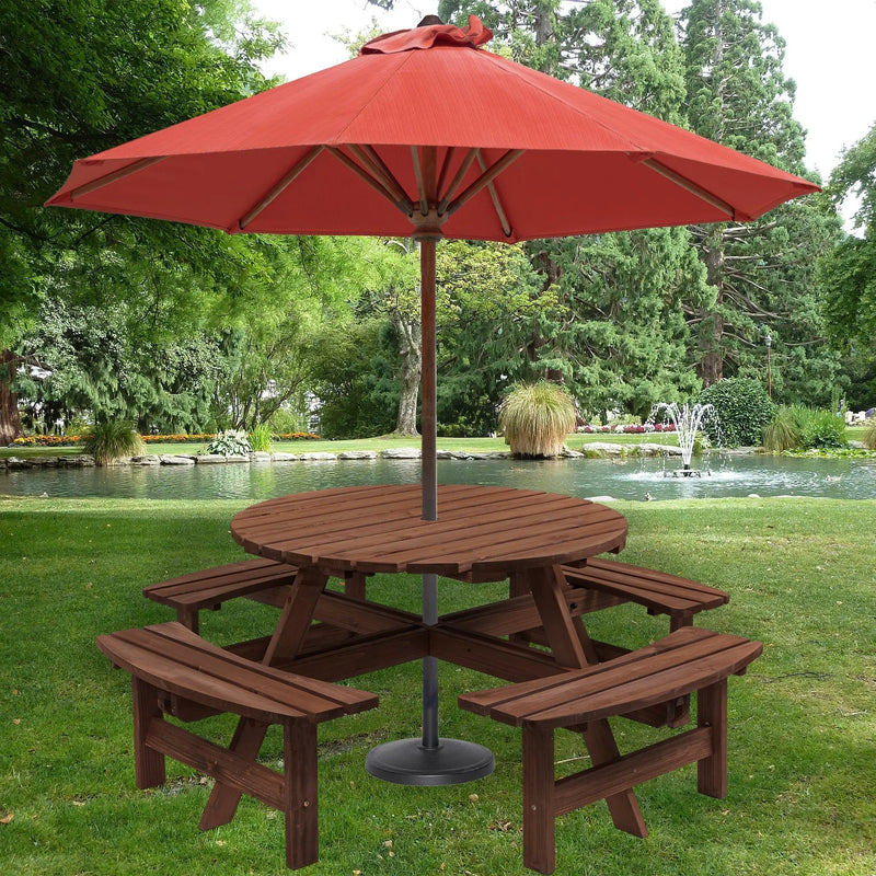 8 Person Wooden Picnic Table Outdoor Camping Dining Table with Seat by HouseOfZazla