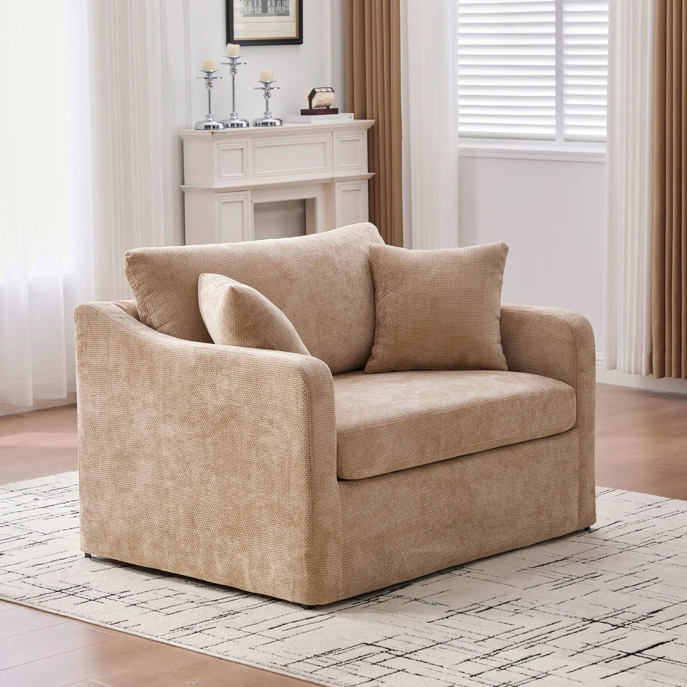 Farmhouse Accent Chair With 2 Bolster Pillows by Unique Piece Furniture