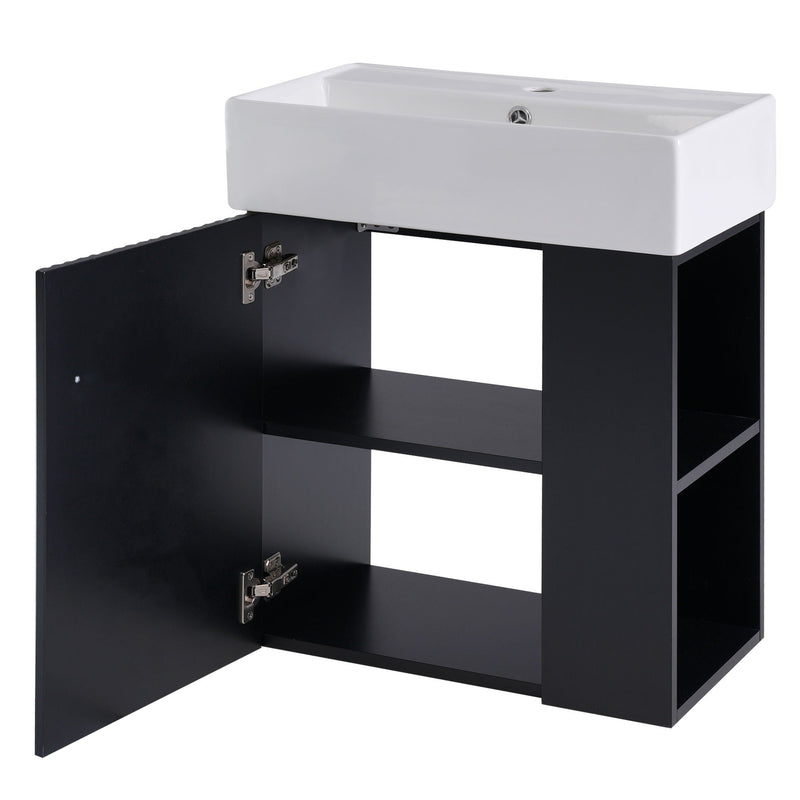 Modern Floating Bathroom Vanity With Ceramic Basin Perfect For Small Bathrooms by HouseOfZazla