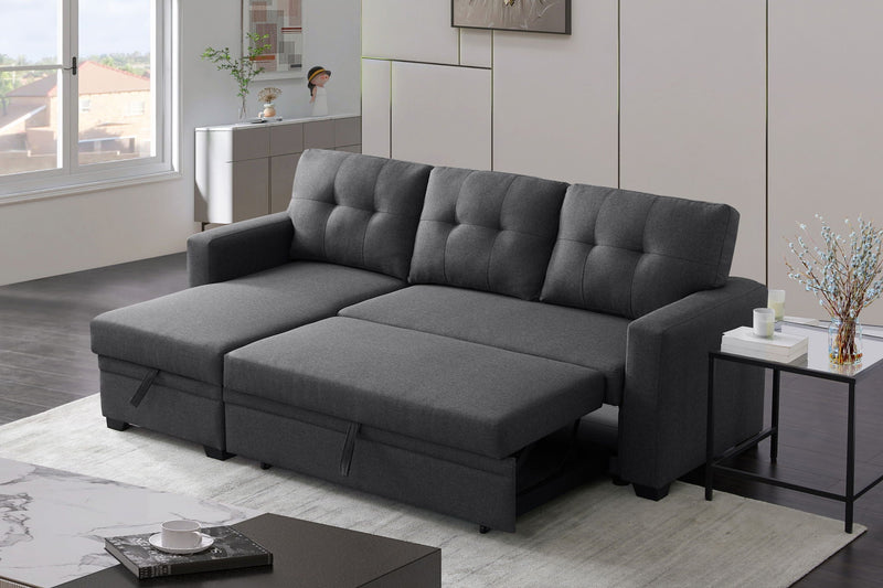 Upholstered Pull Out Sectional Sofa With Chaise by HouseOfZazla