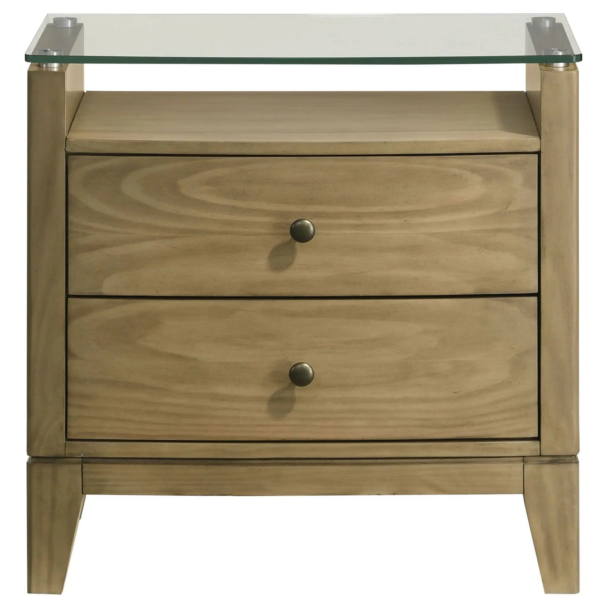 Granada 2-drawer Glass Top Nightstand Natural Pine by Unique Piece Furniture