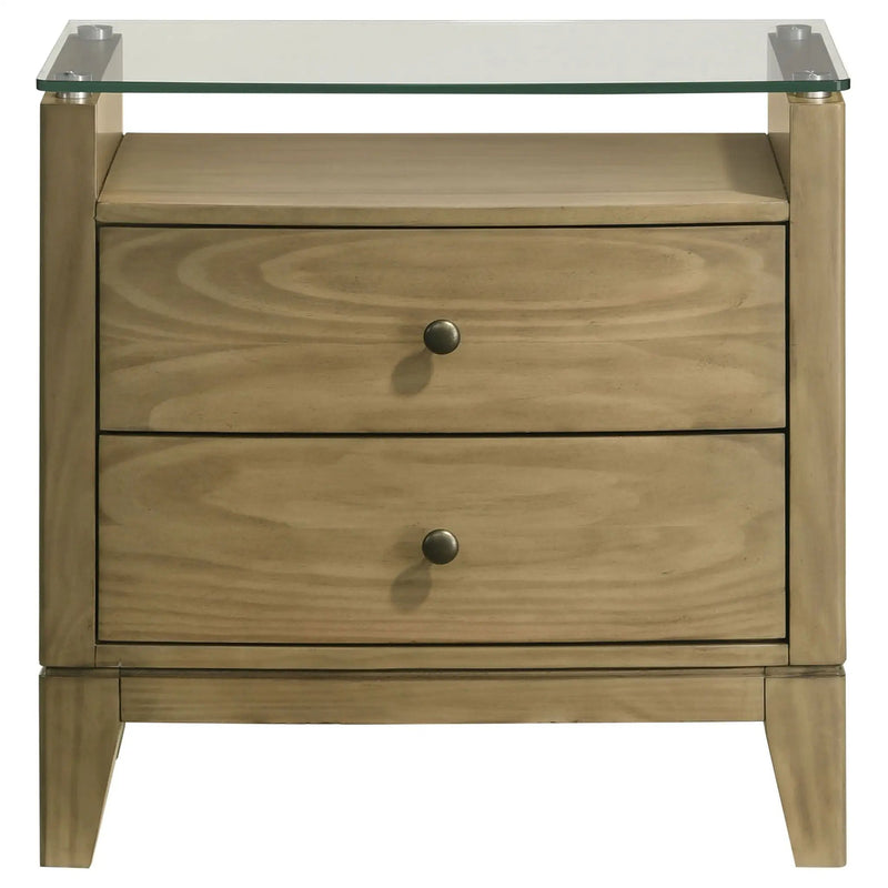 Granada 2-drawer Glass Top Nightstand Natural Pine by Unique Piece Furniture
