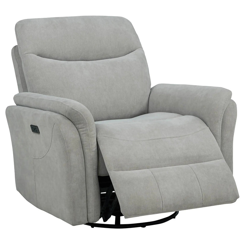 Adler Upholstered Power Swivel Glider Recliner Ivory by Unique Piece Furniture