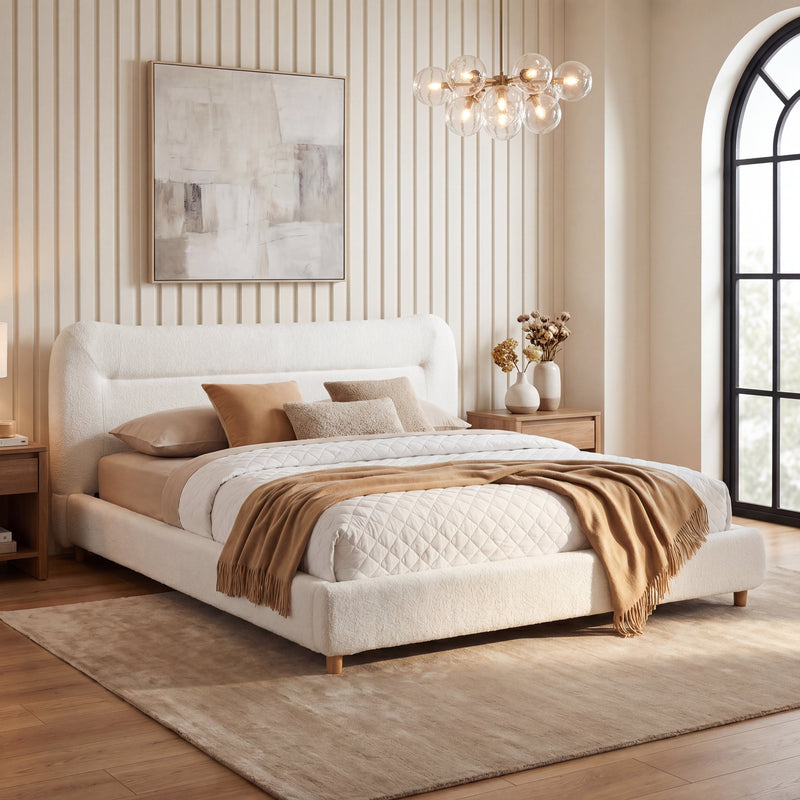 Minimalist Curved Headboard Teddy Bear Plush Bed - King by HouseOfZazla
