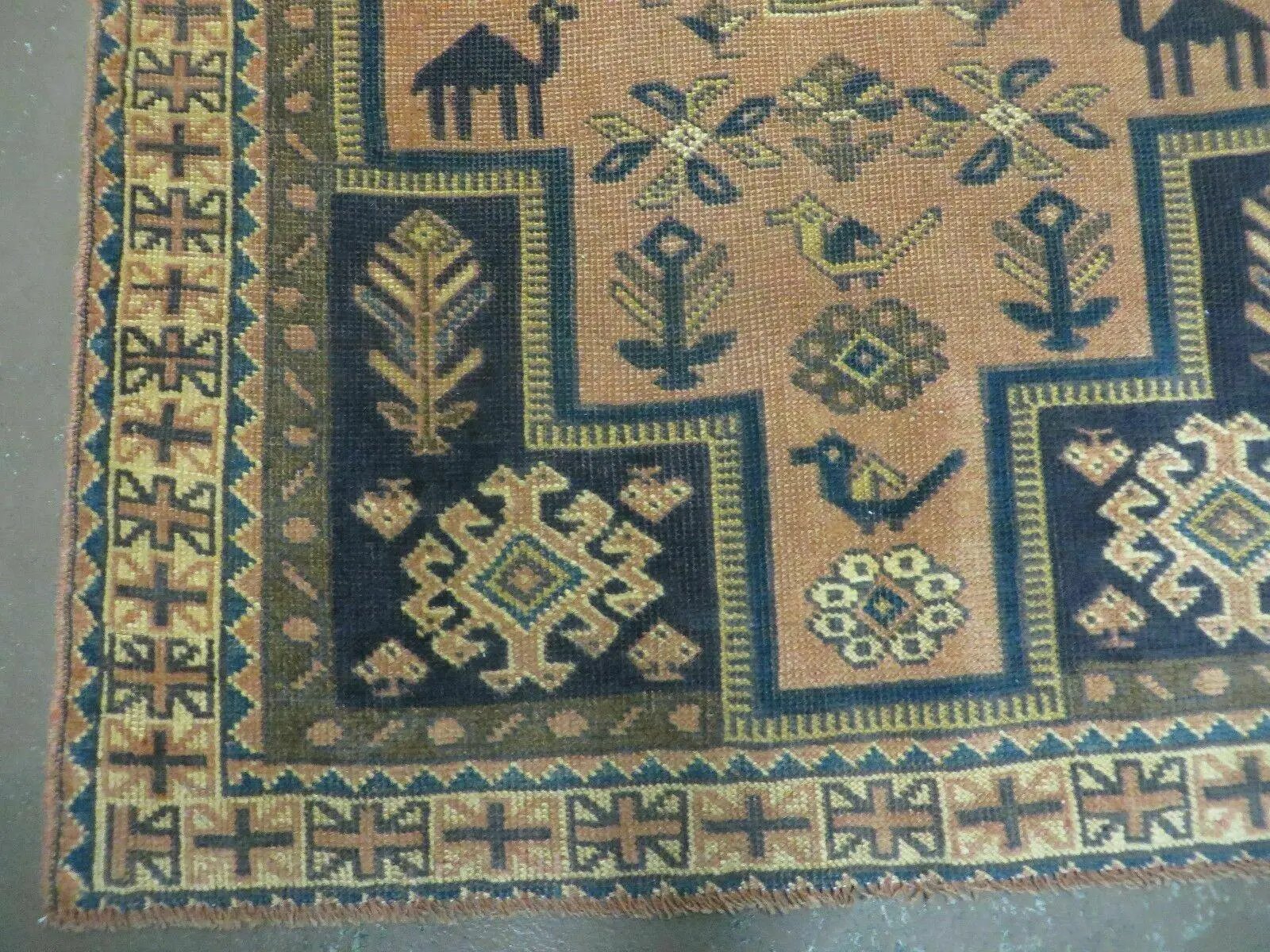 4' X 6' Antique Handmade Turkish Anatolian Wool Rug Camel Vegetable Dyes by Jewel Rugs