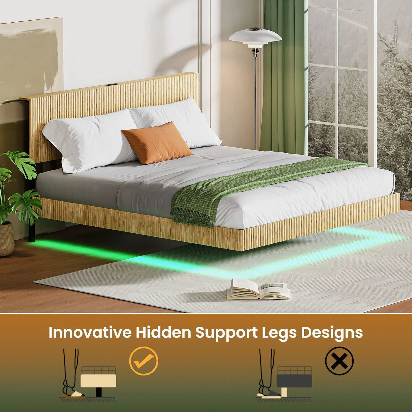 Floating Bedstead With Charging Station And LED Lights by Unique Piece Furniture