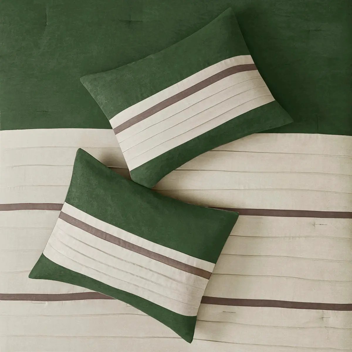 7 Pc Faux Suede Comforter Set Green Queen by HouseOfZazla