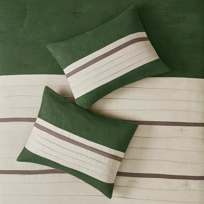 7 Pc Faux Suede Comforter Set Green Queen by HouseOfZazla