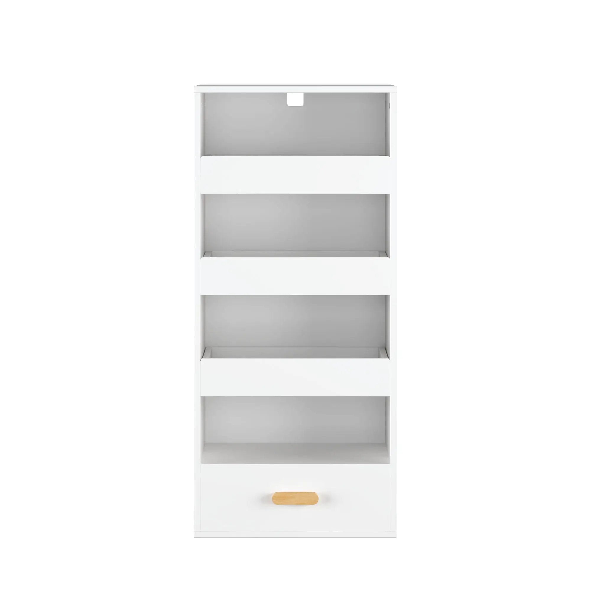 4 Tier Freestanding Bookshelf With 3 Sliding Drawers And 1 Bottom Drawer - White by HouseOfZazla