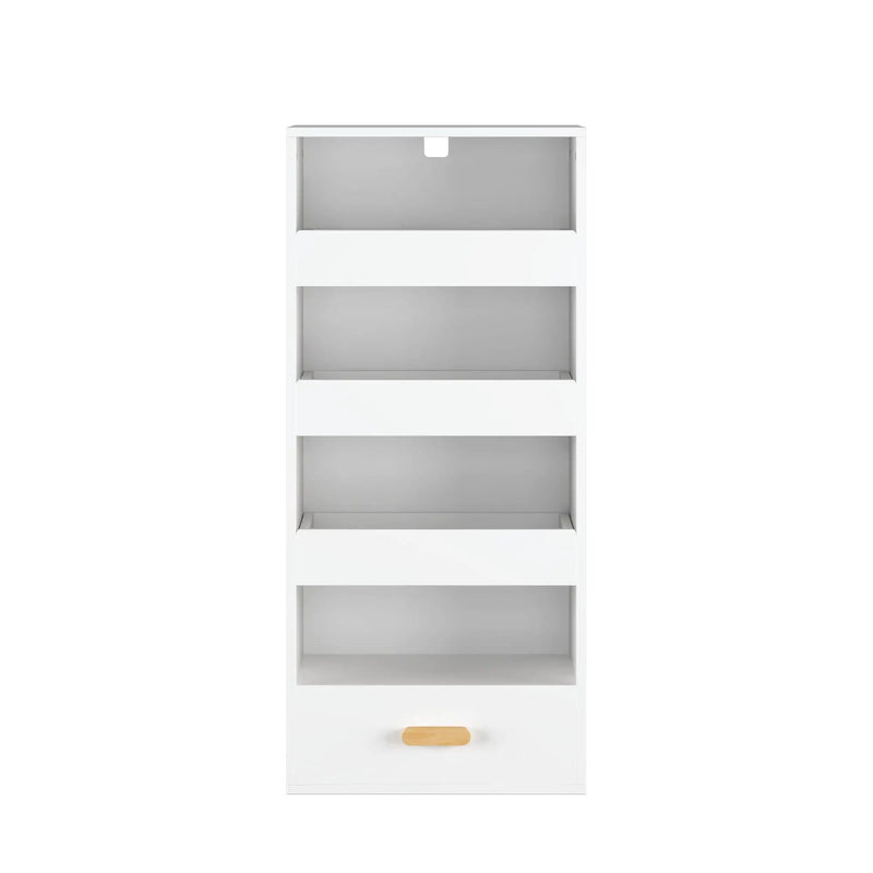 4 Tier Freestanding Bookshelf With 3 Sliding Drawers And 1 Bottom Drawer - White by Unique Piece Furniture