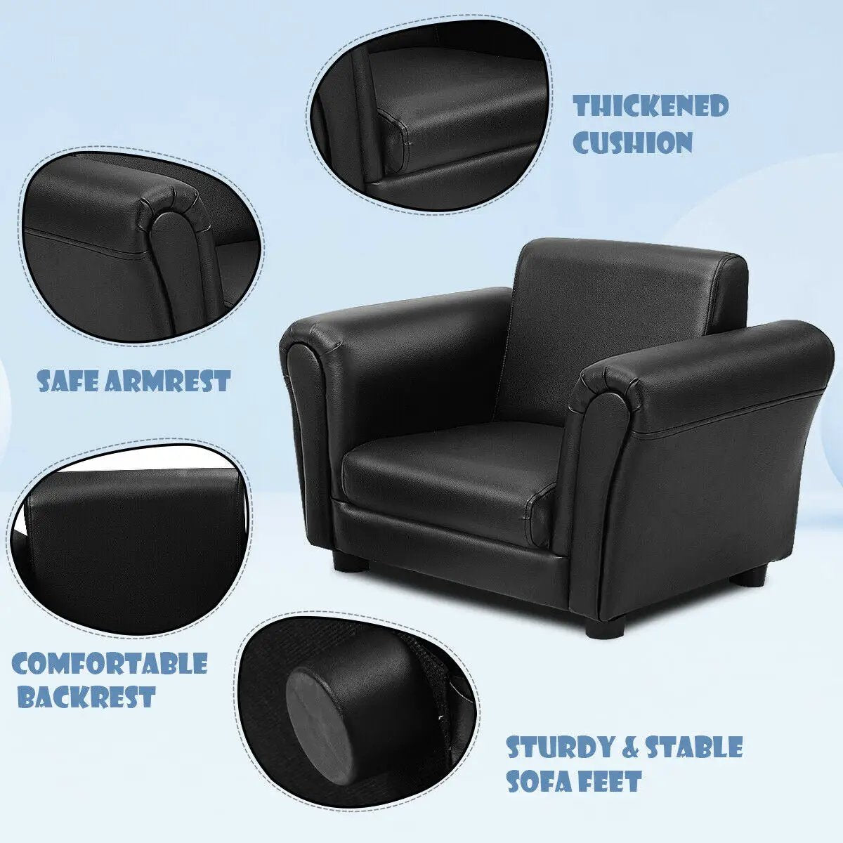 Kids Single Armrest Couch Sofa with Ottoman by DirectDeals