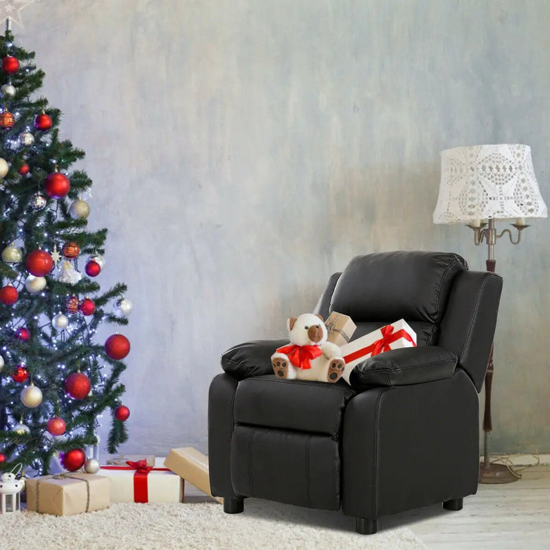 Kids Deluxe Headrest Recliner Sofa Chair with Storage Arms by DirectDeals