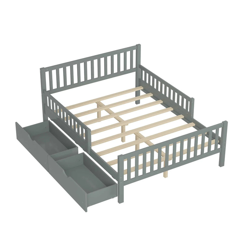 Platform Bed With Guardrails On Both Sides And 2 Storage Drawers by Unique Piece Furniture