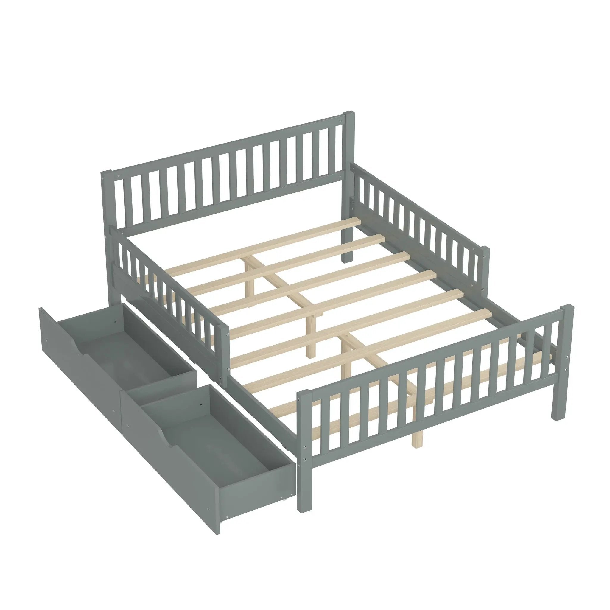 Platform Bed With Guardrails On Both Sides And 2 Storage Drawers by HouseOfZazla