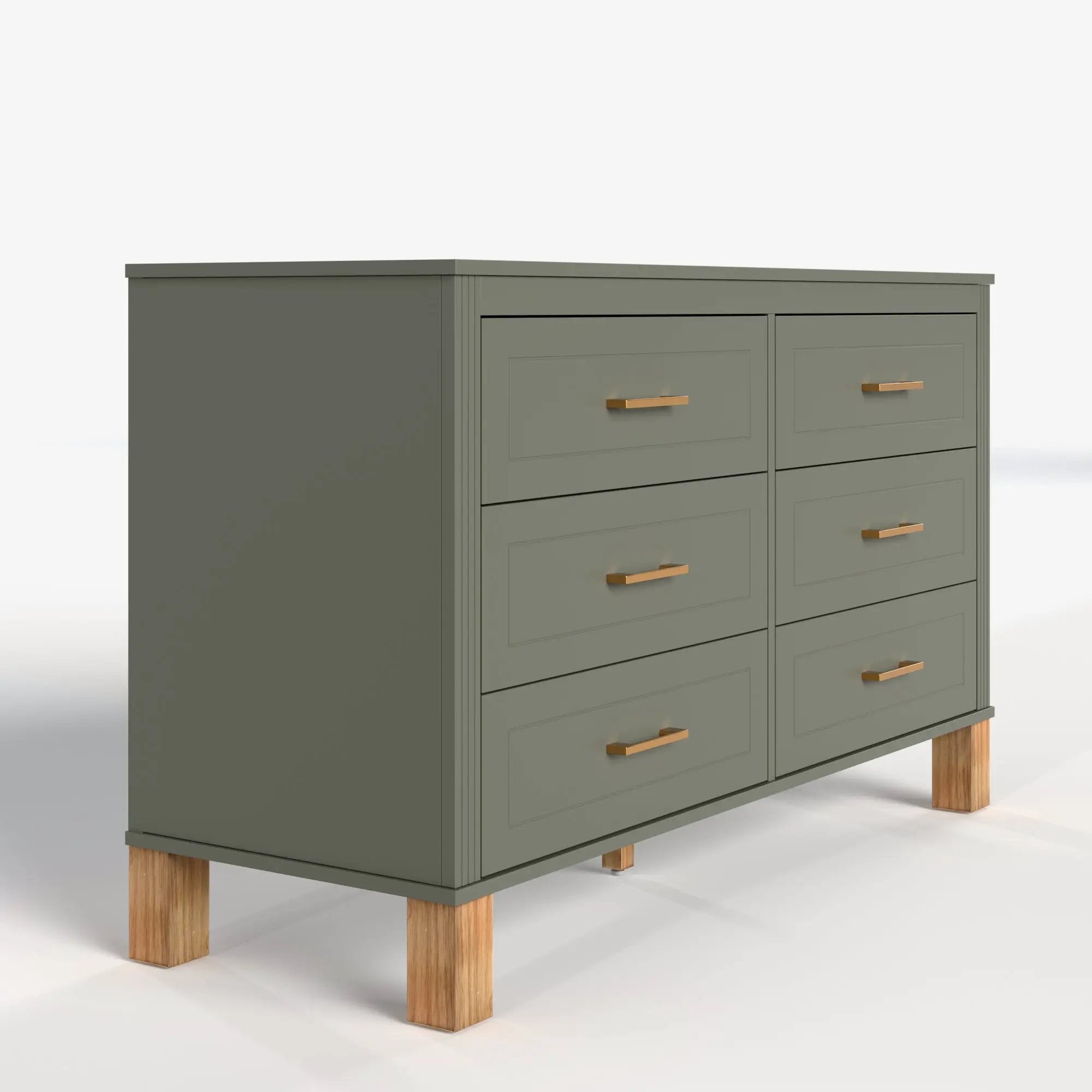 6-Drawer Double Dresser in Olive by HouseOfZazla
