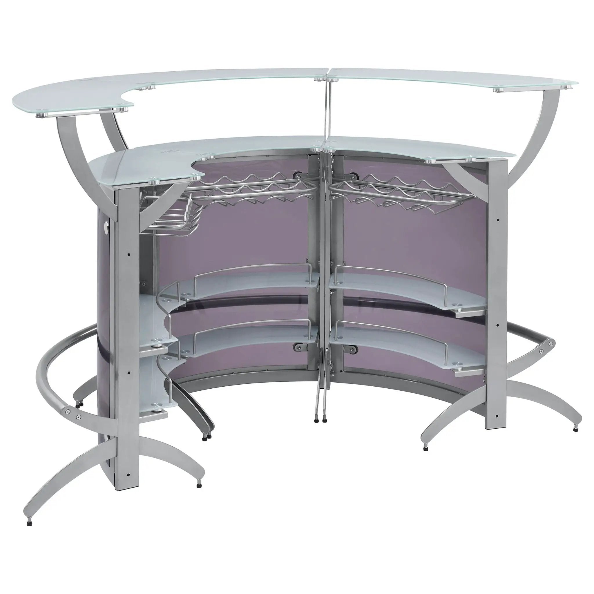 Dallas 3-piece Curved Freestanding Home Bar Cabinet Silver by Unique Piece Furniture